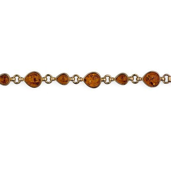 9ct Gold Pear Shaped Golden Amber Bracelet