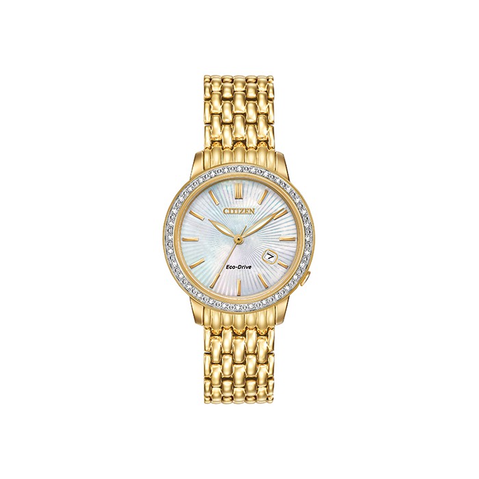 Citizen Ladies Gold Diamond Silhouette Eco-Drive Watch - EW2282