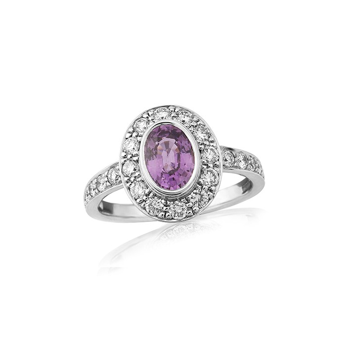 18ct White Gold Purple Sapphire & Diamond Ring -  S1.11 D 0,70