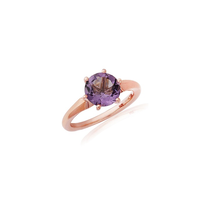 9ct Rose Gold Amethyst Solitaire Dress Ring