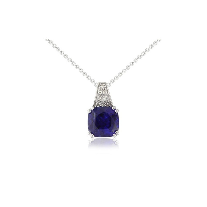 Blue Kyanite & Diamond Pendant in 9ct White Gold - 0.03cts | Macintyres of Edinburgh Blue Kyanite & Diamond Pendant in 9ct White Gold - 0.03cts | Macintyres of Edinburgh