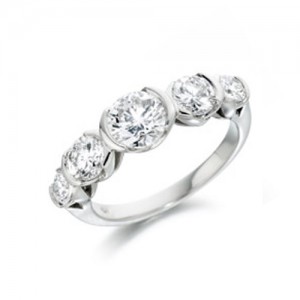 Graduated Platinum 5st Diamond Ring by Wharton - D:1.15cts