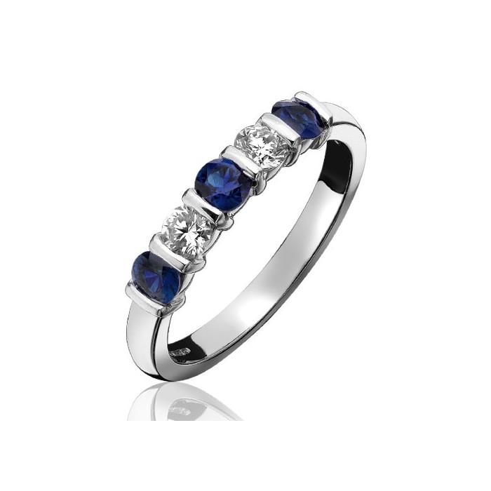 18ct White Gold Sapphire & Diamond Eternity Ring - S:1.42 D:0.76