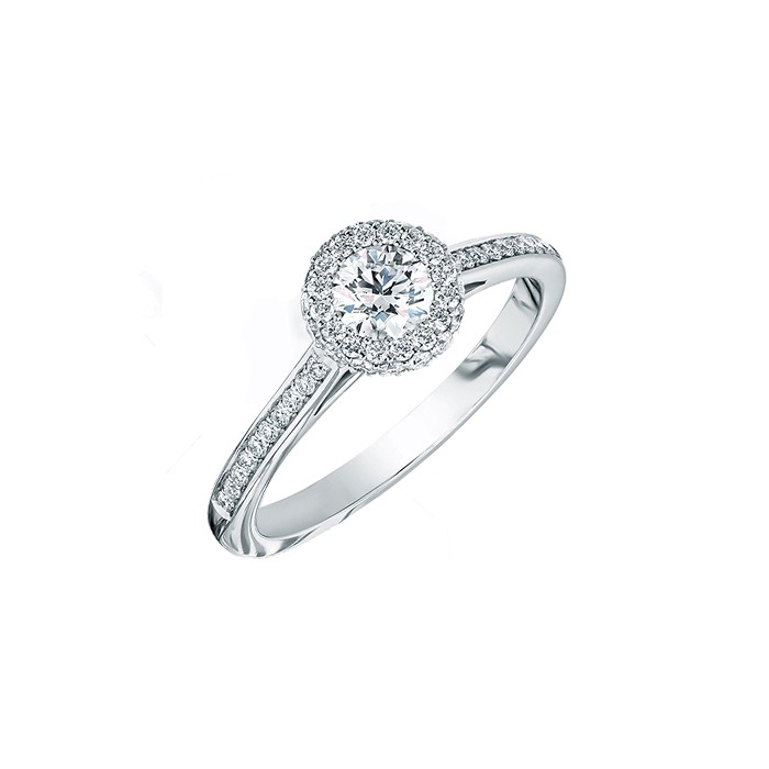 Platinum Diamond Infinity Halo Ring 0.50 0.37ct F SI1 Macintyres of Edinburgh