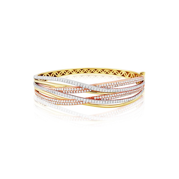 Twisted Rope Three Color Gold Rose Gold Sterling Silver Handcrafted Bracelet  | Spero London | Wolf & Badger