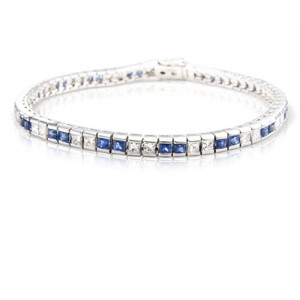 18ct White Gold Diamond & Sapphire Bracelet - S:2.98 D:2.26