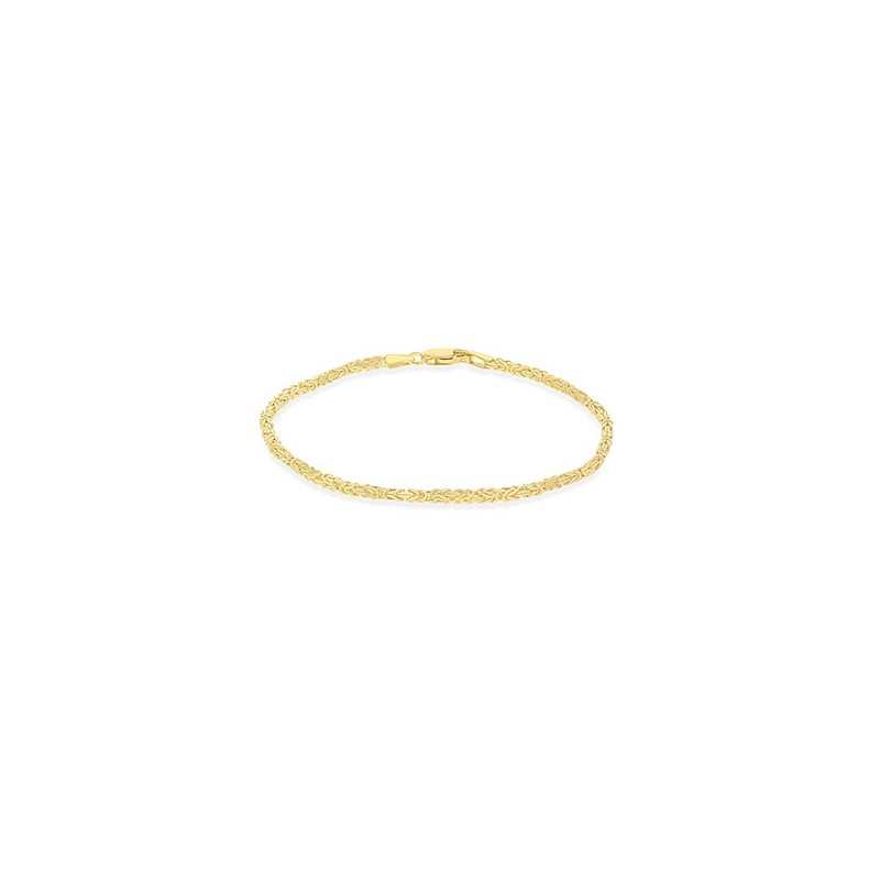 9ct Yellow Gold Mini Square Section Byzantine Link Bracelet