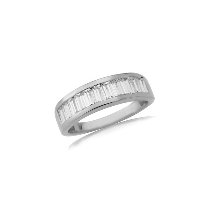 9ct White Gold CZ Channel Set Ring