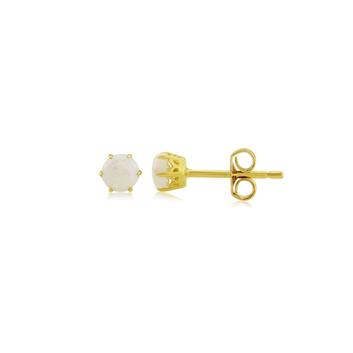 9ct Yellow Gold Round Opal Stud Earrings