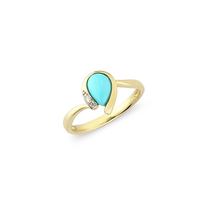 9ct Turquoise & Diamond Ring