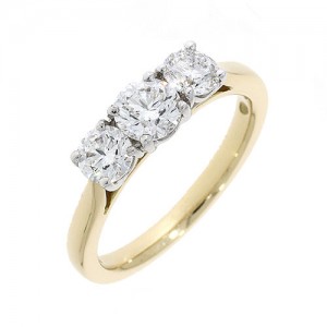 18ct Gold 3 Stone Diamond Ring - 1.29cts