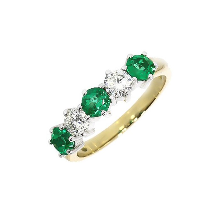 18ct Gold Emerald & Diamond Eternity ring - E 1.07   D 0.69