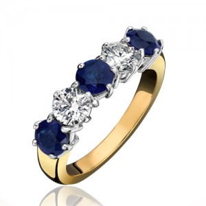 18ct Gold 5st Sapphire & Diamond Eternity Ring - S 1.94 D 1.00ct