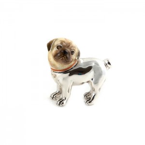 Saturno Sterling Silver & Enamel Small Pug Dog 12694S