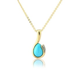 9ct Yellow Gold Turquoise Pendant - Save £90 off High Street Price