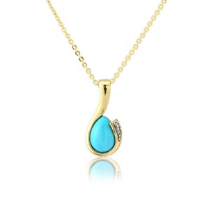 9ct Gold Turquoise & Diamond Pendant