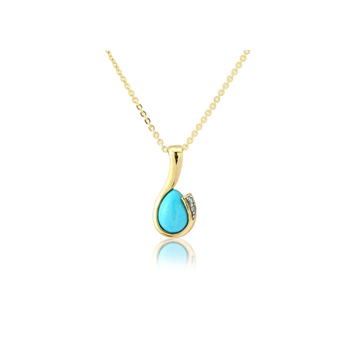 9ct Gold Turquoise & Diamond Pendant