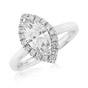 Platinum Marquise Diamond Cluster Ring - 1.02 + 0.18cts