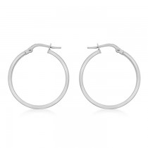 9ct White Gold 30mm Creole Style Hoop Earrings