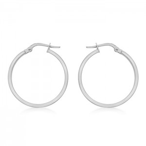 9ct White Gold 30mm Creole Style Hoop Earrings