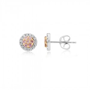 18ct White & Rose Gold White & Pink Diamond Earrings: 0.37ct.