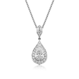 Pear Shaped Halo Diamond Necklace - Macintyres Fine Jewellery