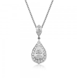 18ct White Gold Pear-shaped Diamond Pendant D 1.48cts F/SI1