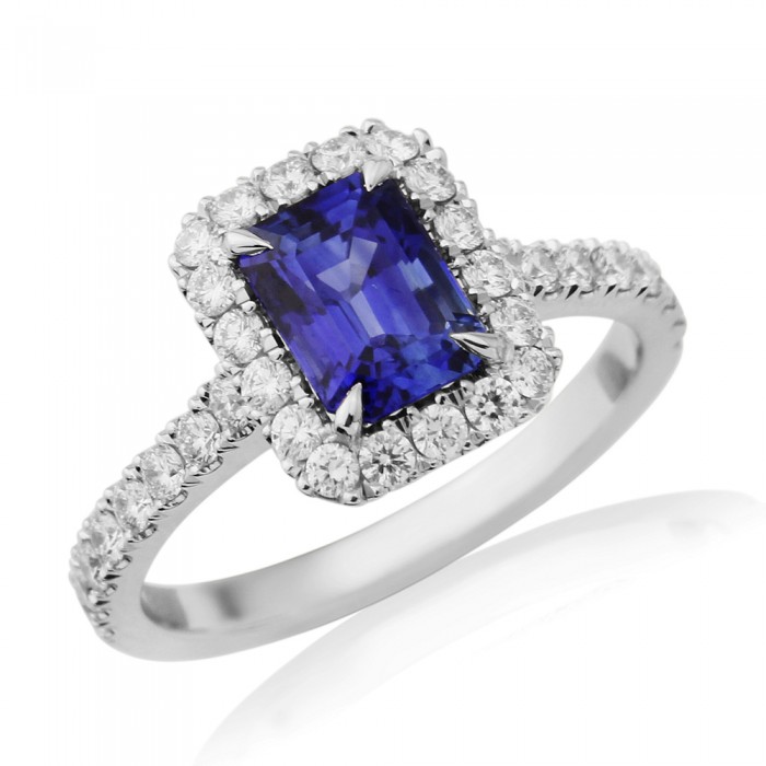 Platinum Sapphire & Diamond Ring - S 1.60 D 0.55ct