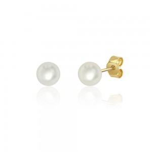 18ct Yellow Gold Cultured Pearl Stud Earrings - 5.5 - 6.0mm