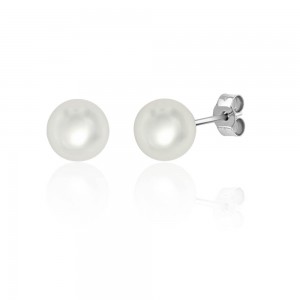 9ct White Gold Cultured Pearl Stud Earrings - 8.0 - 8.5mm