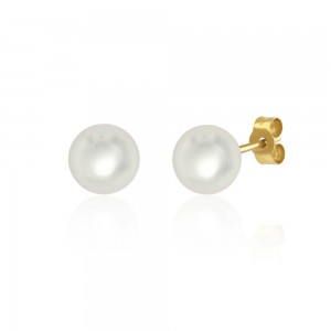 18ct Yellow Gold Cultured Pearl Stud Earrings - 8.0 - 8.5mm