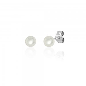 18ct White Gold Cultured Pearl Stud Earrings - 5.0 - 5.5mm