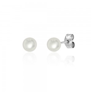 18ct White Gold Cultured Pearl Earrings - 5.5 - 6.0mm