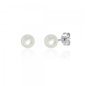 18ct White Gold Cultured Pearl Stud Earrings - 6.0 - 6.5mm