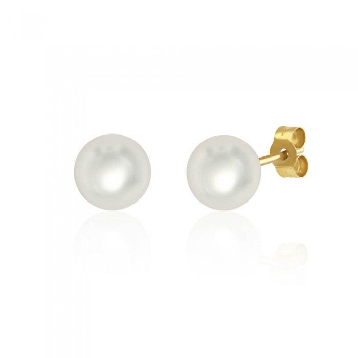 9ct Yellow Gold Cultured Pearl Stud Earrings - 8.0 - 8.5mm