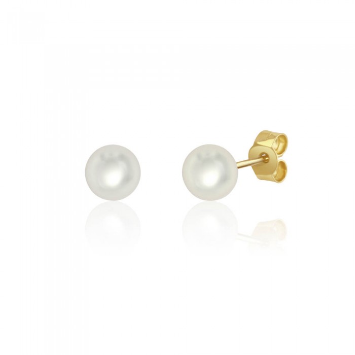 9ct Yellow Gold Cultured Pearl Stud Earrings - 5.5 - 6.0mm
