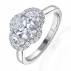 1 Carat Oval Three Stone Halo Engagement Ring - GIA Certified