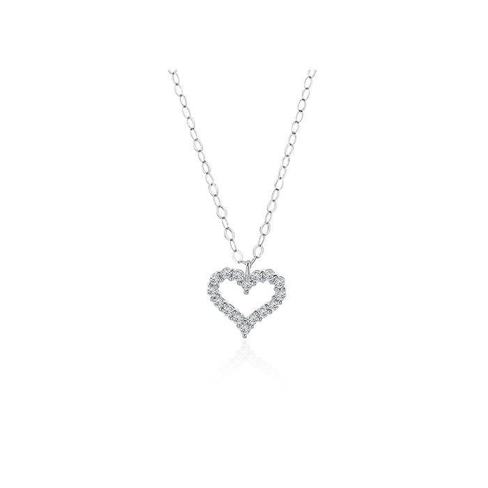 18ct White Gold Diamond Heart Pendant Necklace