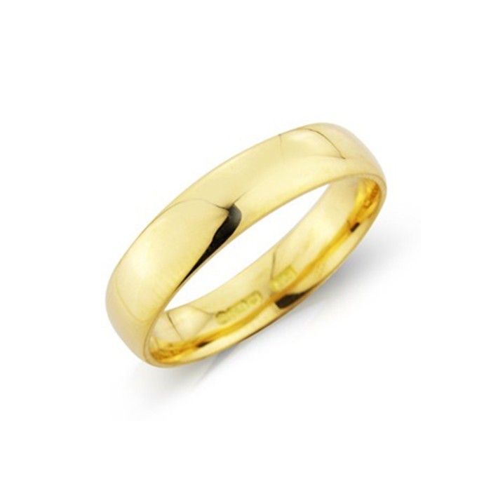 18ct Gold 5mm Light Court Wedding Band - sizes P to Z