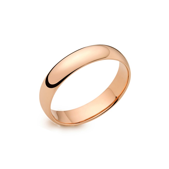 18ct Rose Gold 4mm Deluxe Court Wedding Band - sizes I to O