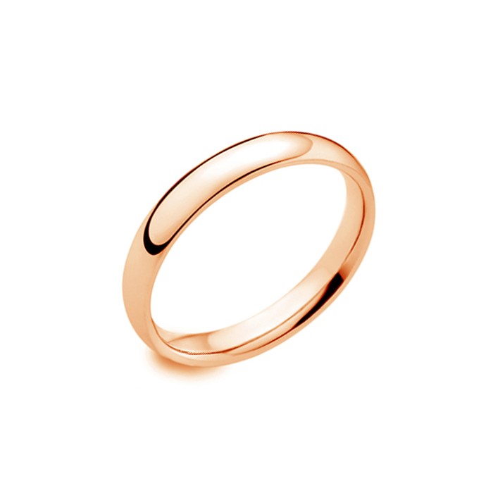 18ct Rose Gold 3mm Deluxe Court Wedding Band - sizes I to O