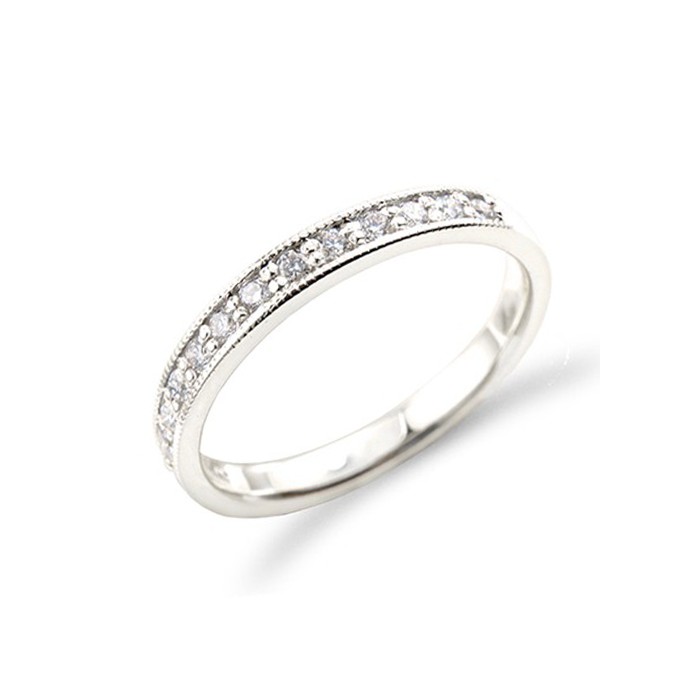 18ct White Gold 12st Diamond Band With Milligrain - 0.19cts