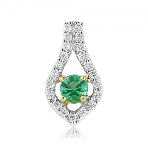 18ct Gold Emerald & Diamond Pendant - E 0.19 D 0.15