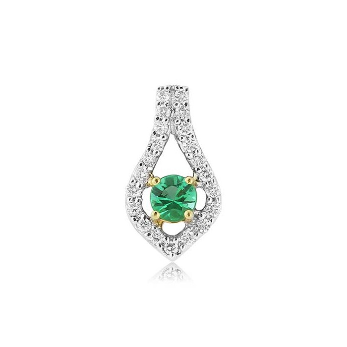 18ct Gold Emerald & Diamond Pendant - E 0.19 D 0.15
