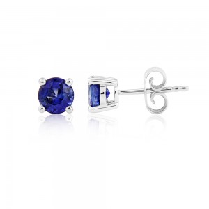 18ct White Gold 5mm Sapphire Stud Earrings - 1.41cts