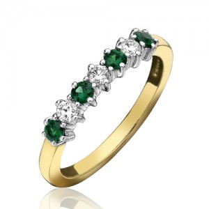 18ct Gold Diamond & Emerald Eternity Ring - E:0.22 D:0.15
