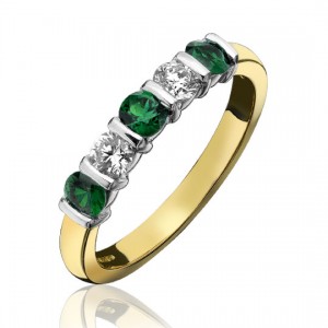 18ct Gold Emerald & Diamond Eternity Ring - E 0.55ct D 0.39ct
