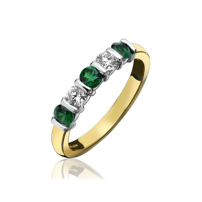 18ct Gold Emerald & Diamond Eternity Ring - E 0.55ct D 0.39ct