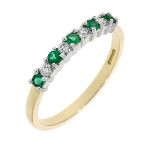18ct Gold Emerald & Diamond Eternity Ring - E 0.16 D 0.11