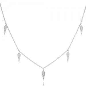 18ct White Gold Diamond Necklace - 0.08ct